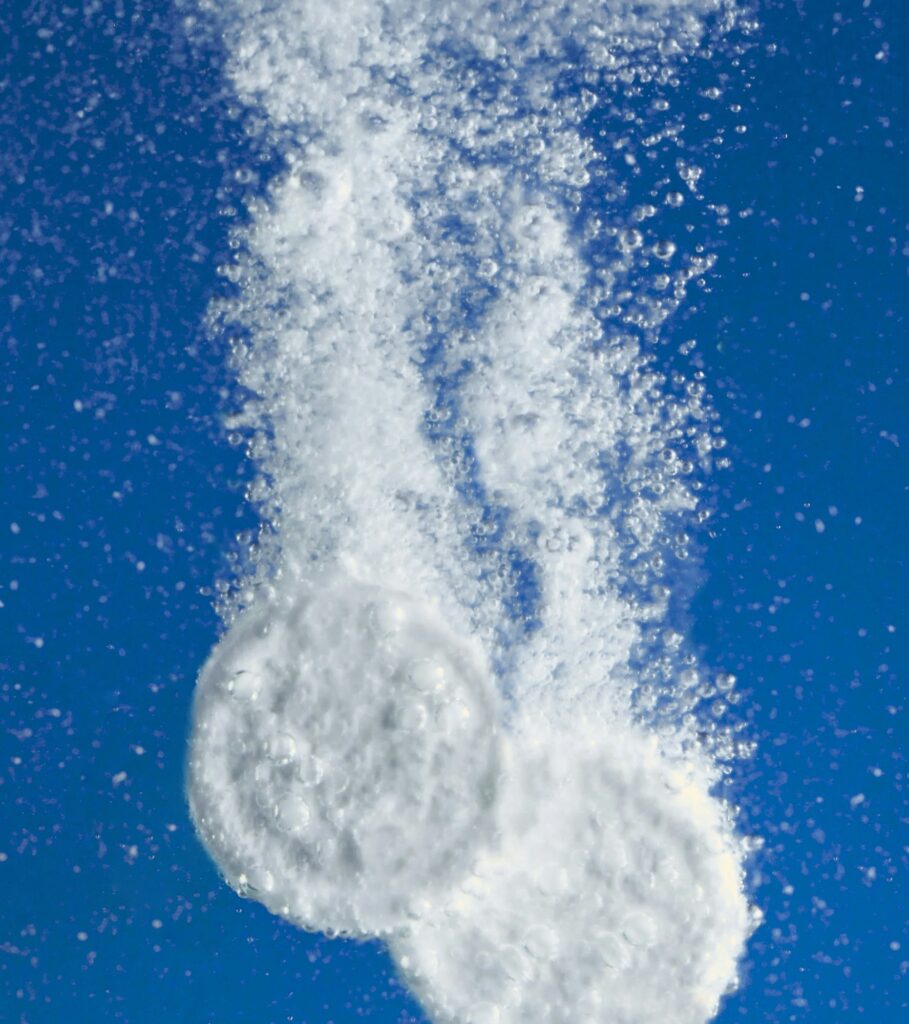 Effervescent tablet dissolving in water